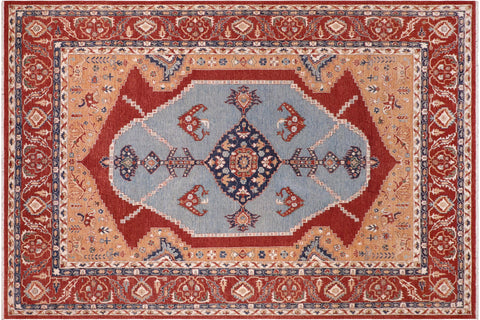 handmade Traditional Kafkaz Orange Rust Hand Knotted RECTANGLE 100% WOOL area rug 9' x 12'
