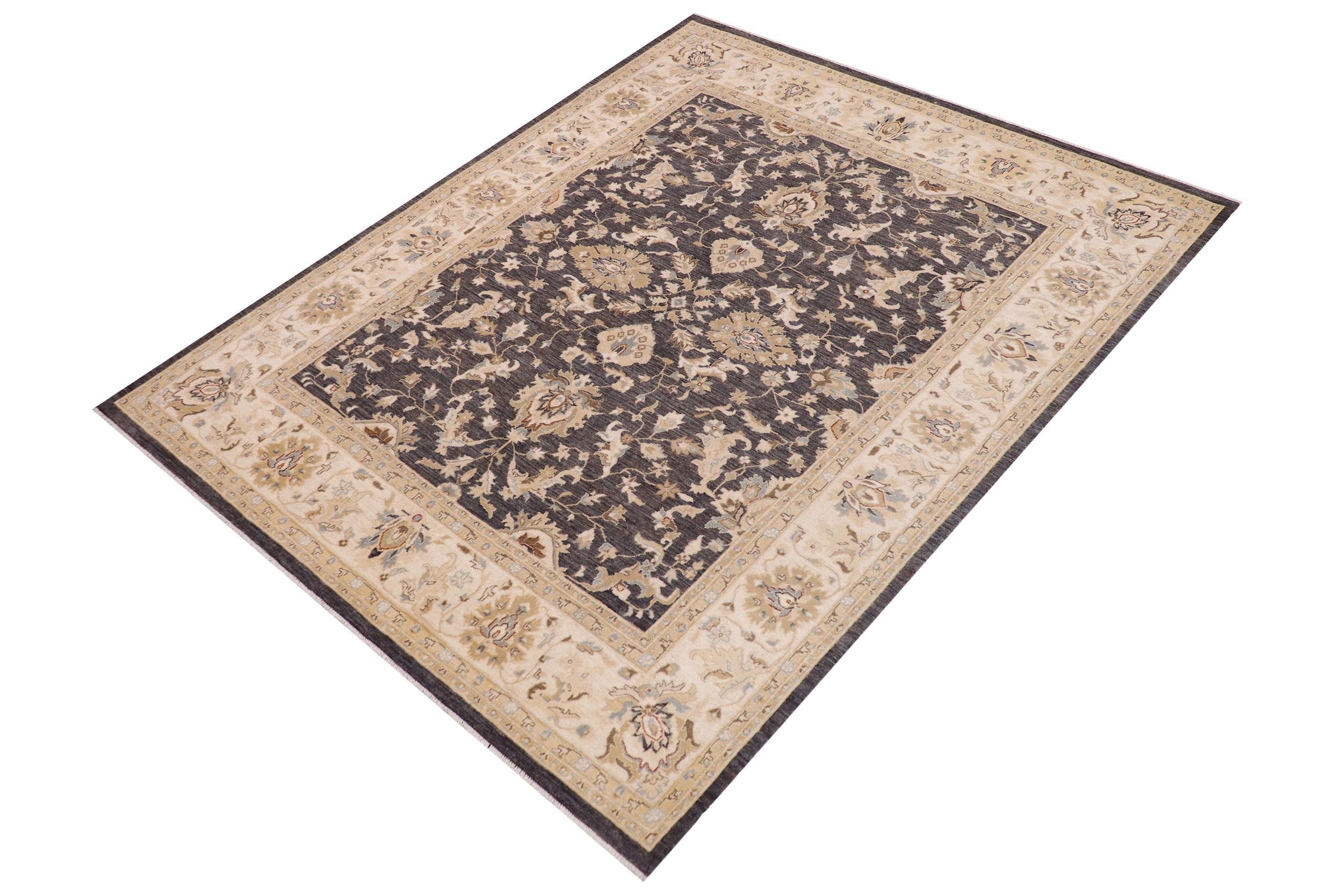 handmade Traditional Kafkaz Gray Ivory Hand Knotted RECTANGLE 100% WOOL area rug 8x10
