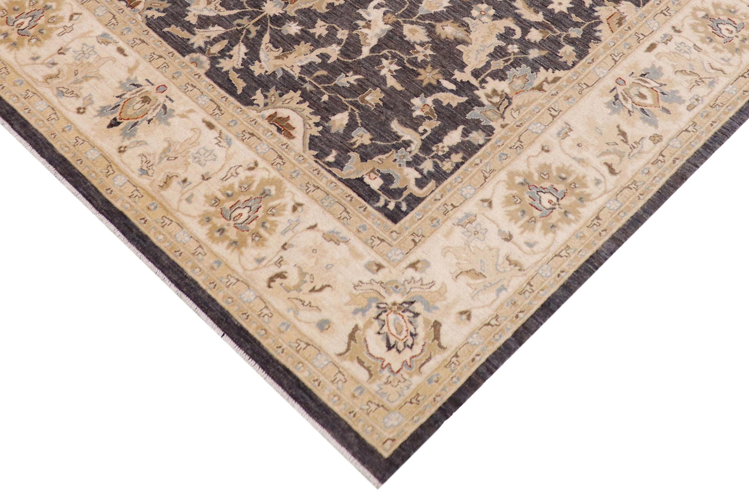 handmade Traditional Kafkaz Gray Ivory Hand Knotted RECTANGLE 100% WOOL area rug 8x10