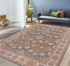 handmade Traditional Kafkaz Bluish Gray Beige Hand Knotted RECTANGLE 100% WOOL area rug 9X12