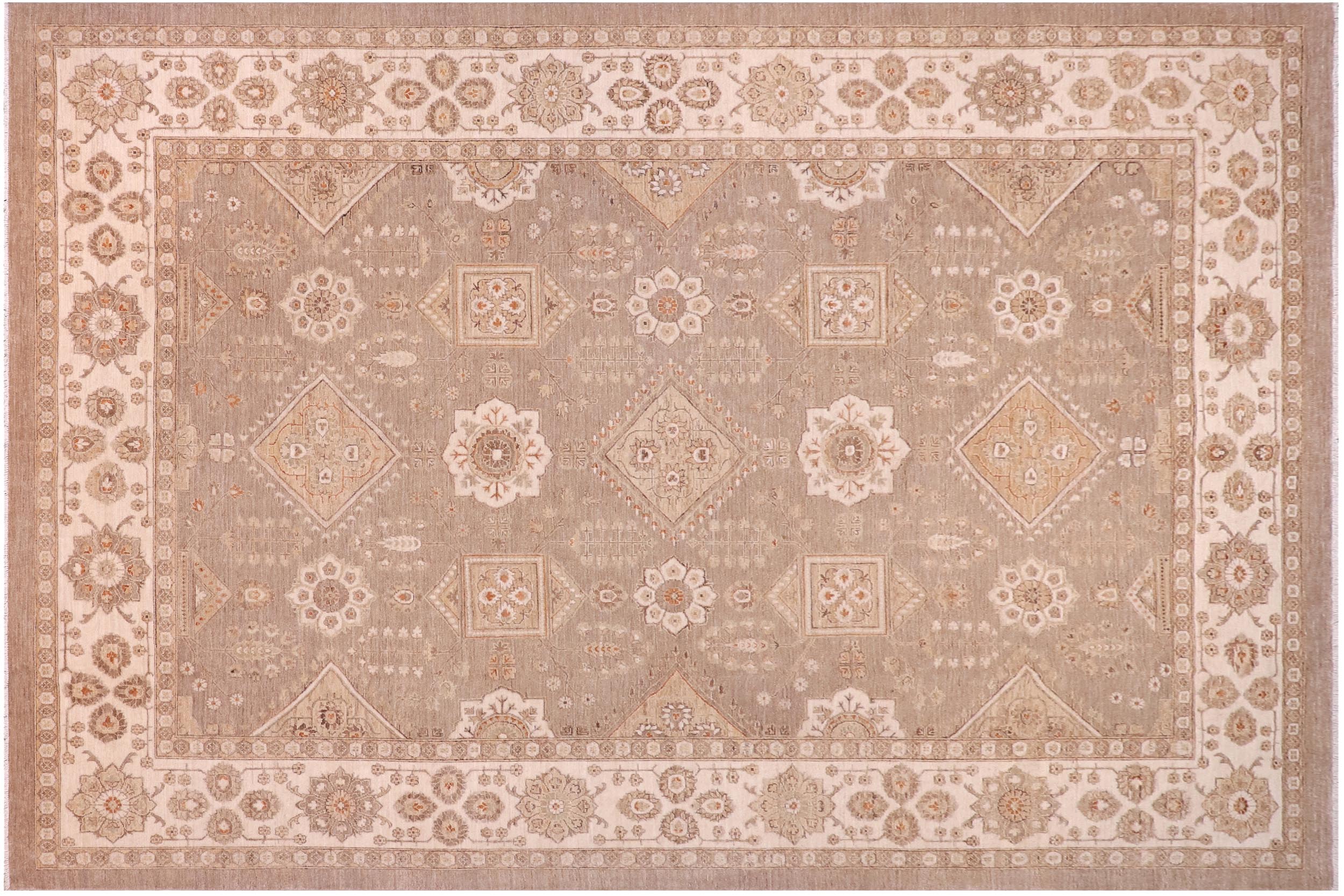 handmade Traditional Kafkaz Tan Ivory Hand Knotted RECTANGLE 100% WOOL area rug 10x14