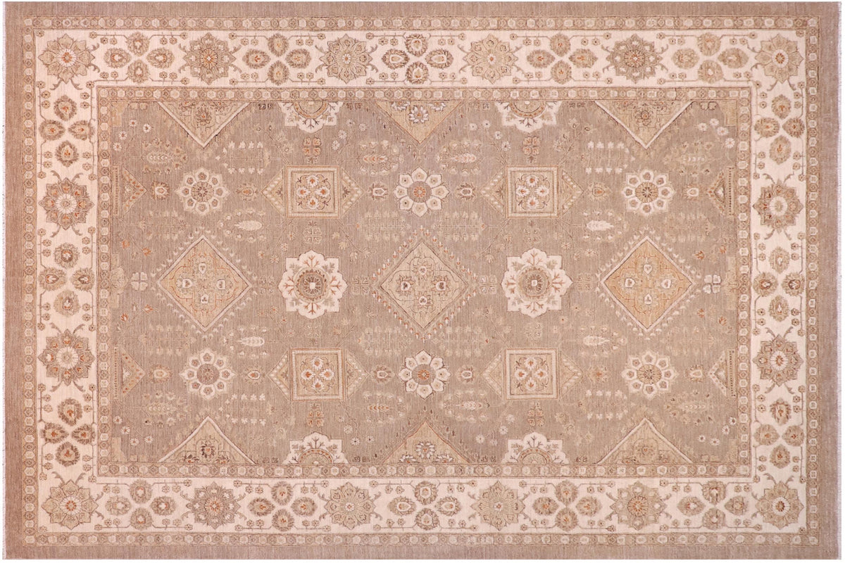 handmade Traditional Kafkaz Tan Ivory Hand Knotted RECTANGLE 100% WOOL area rug 10x14