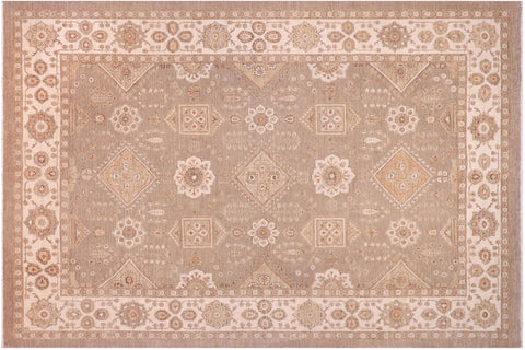 handmade Traditional Kafkaz Tan Ivory Hand Knotted RECTANGLE 100% WOOL area rug 10x14