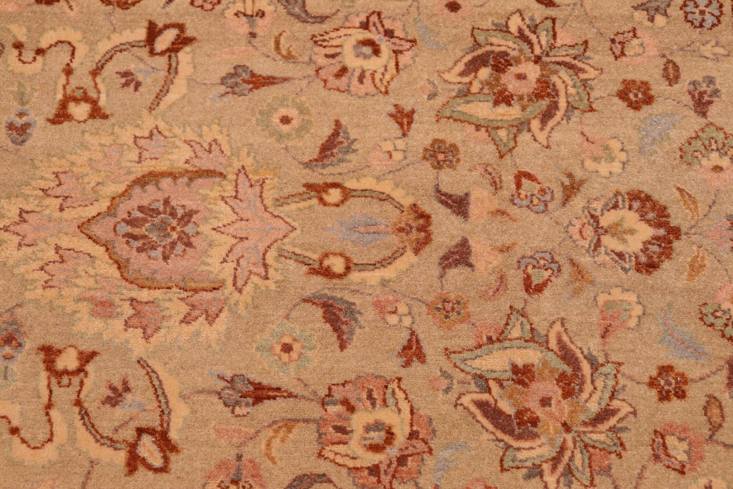handmade Transitional Kashan Taupe Brown Hand Knotted RECTANGLE 100% WOOL area rug 8 x 10