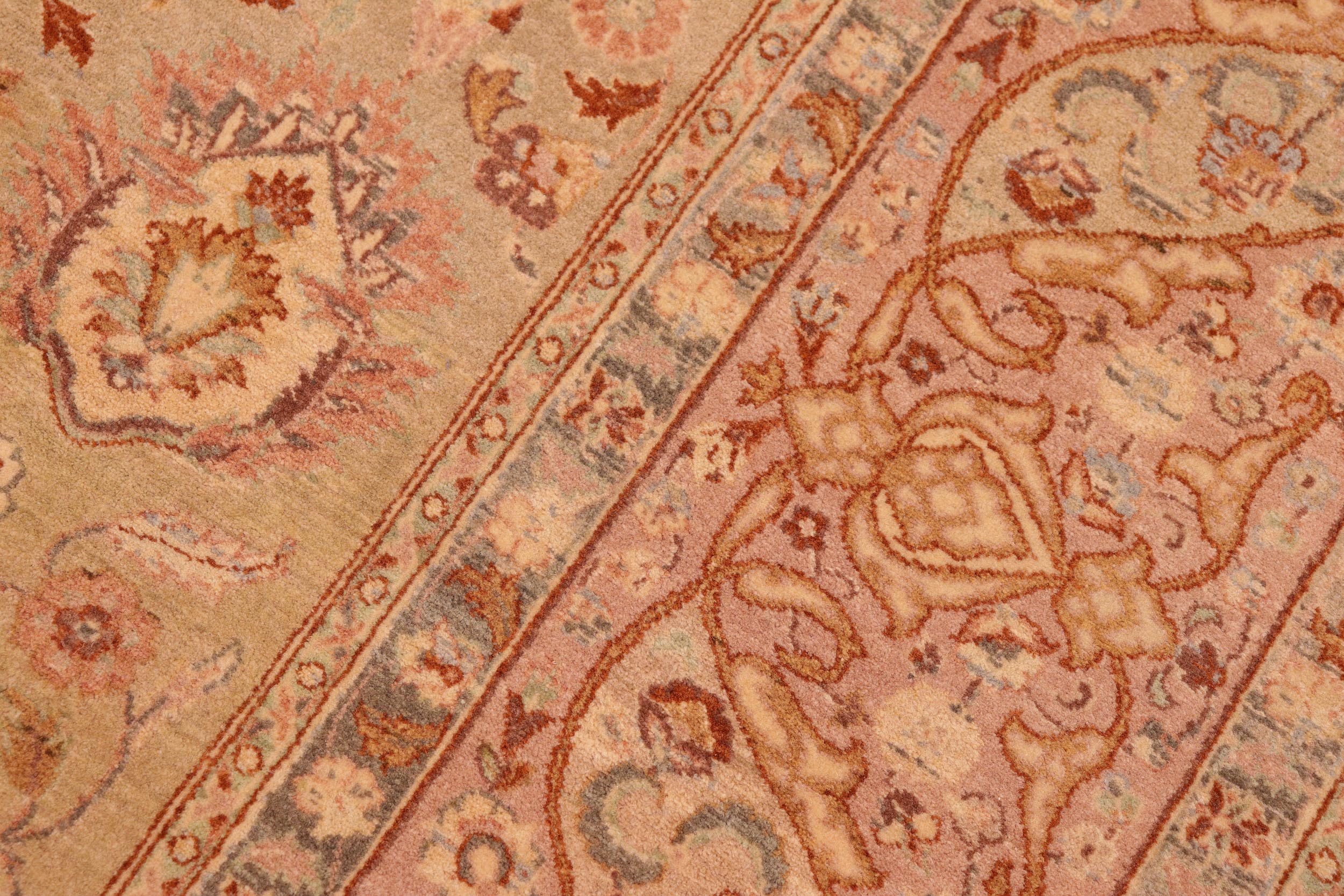 handmade Transitional Kashan Taupe Brown Hand Knotted RECTANGLE 100% WOOL area rug 8 x 10
