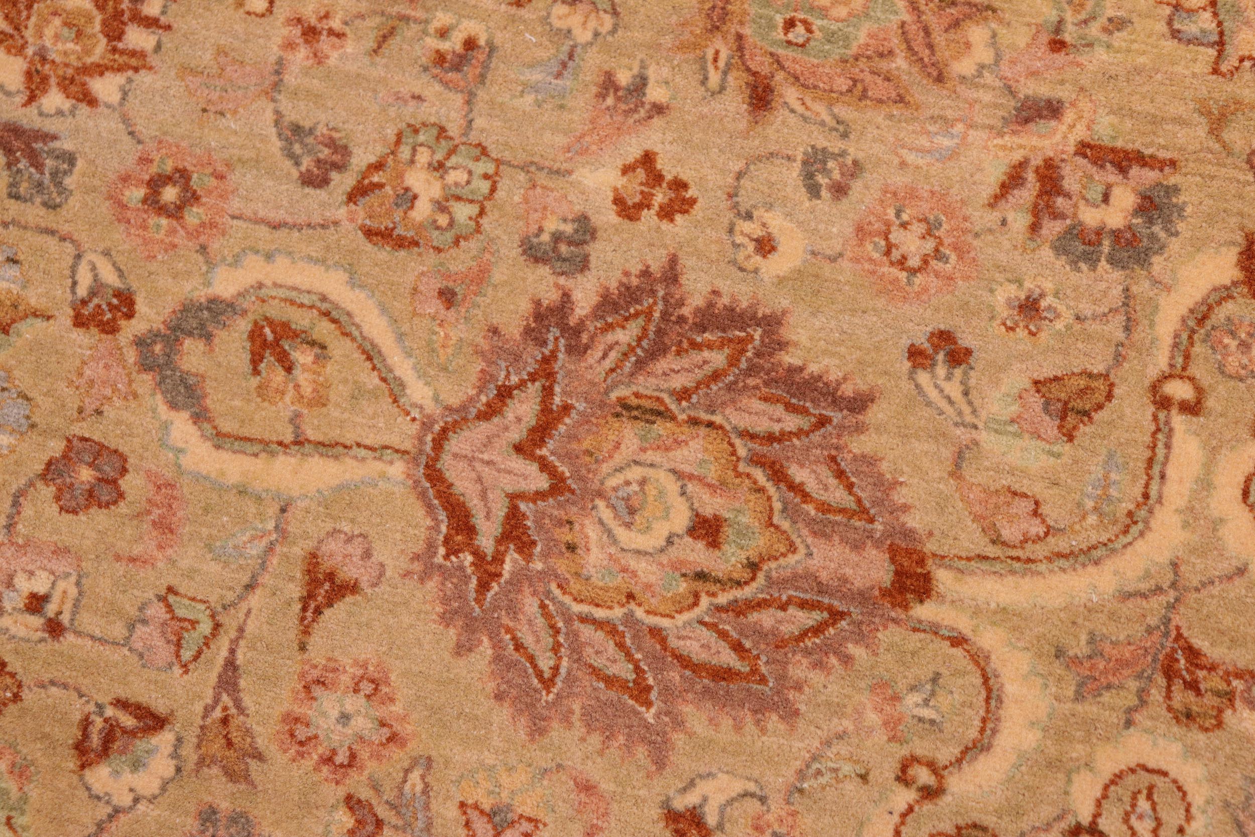 handmade Transitional Kashan Taupe Brown Hand Knotted RECTANGLE 100% WOOL area rug 8 x 10