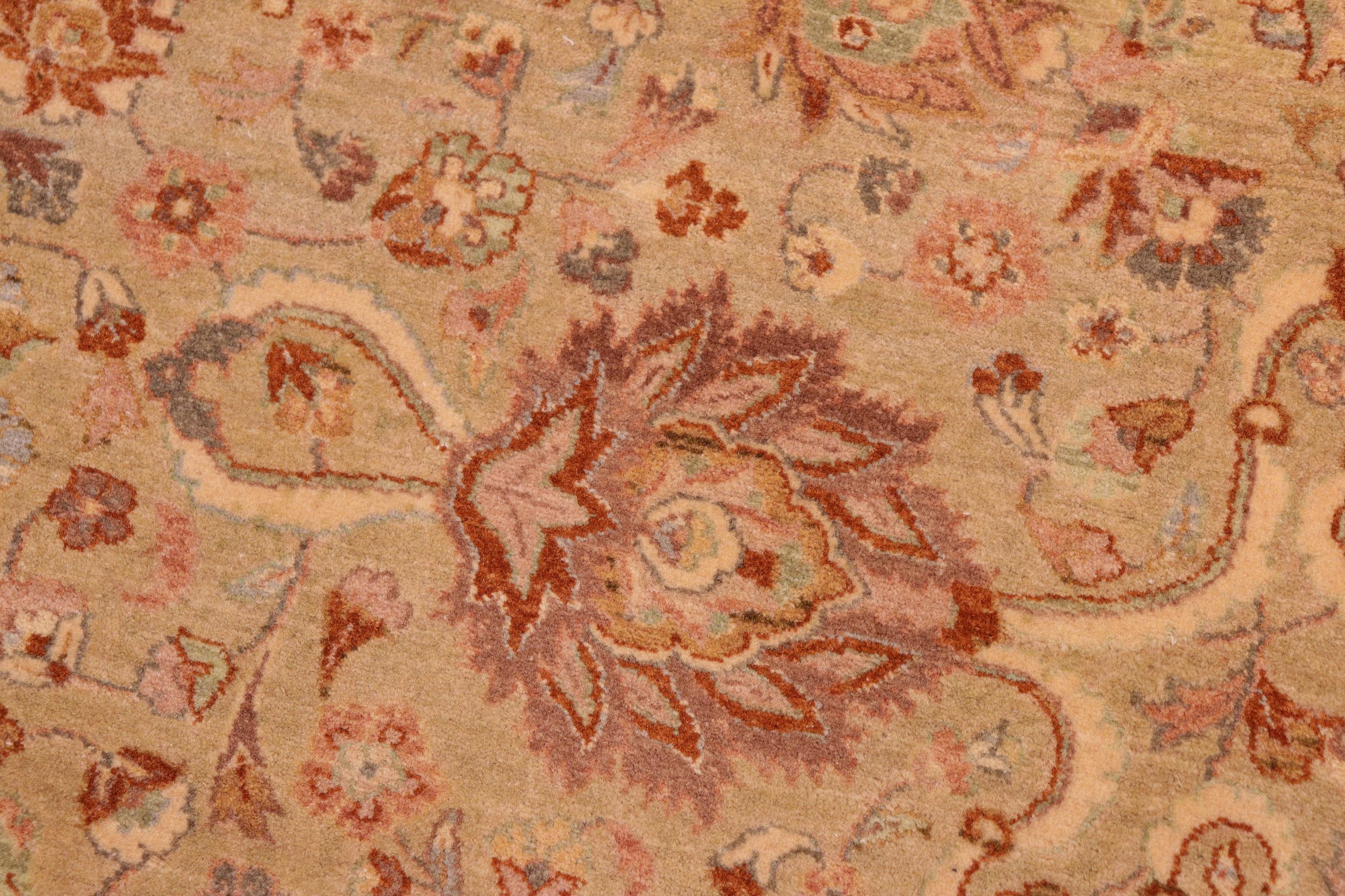 handmade Transitional Kashan Taupe Brown Hand Knotted RECTANGLE 100% WOOL area rug 8x10