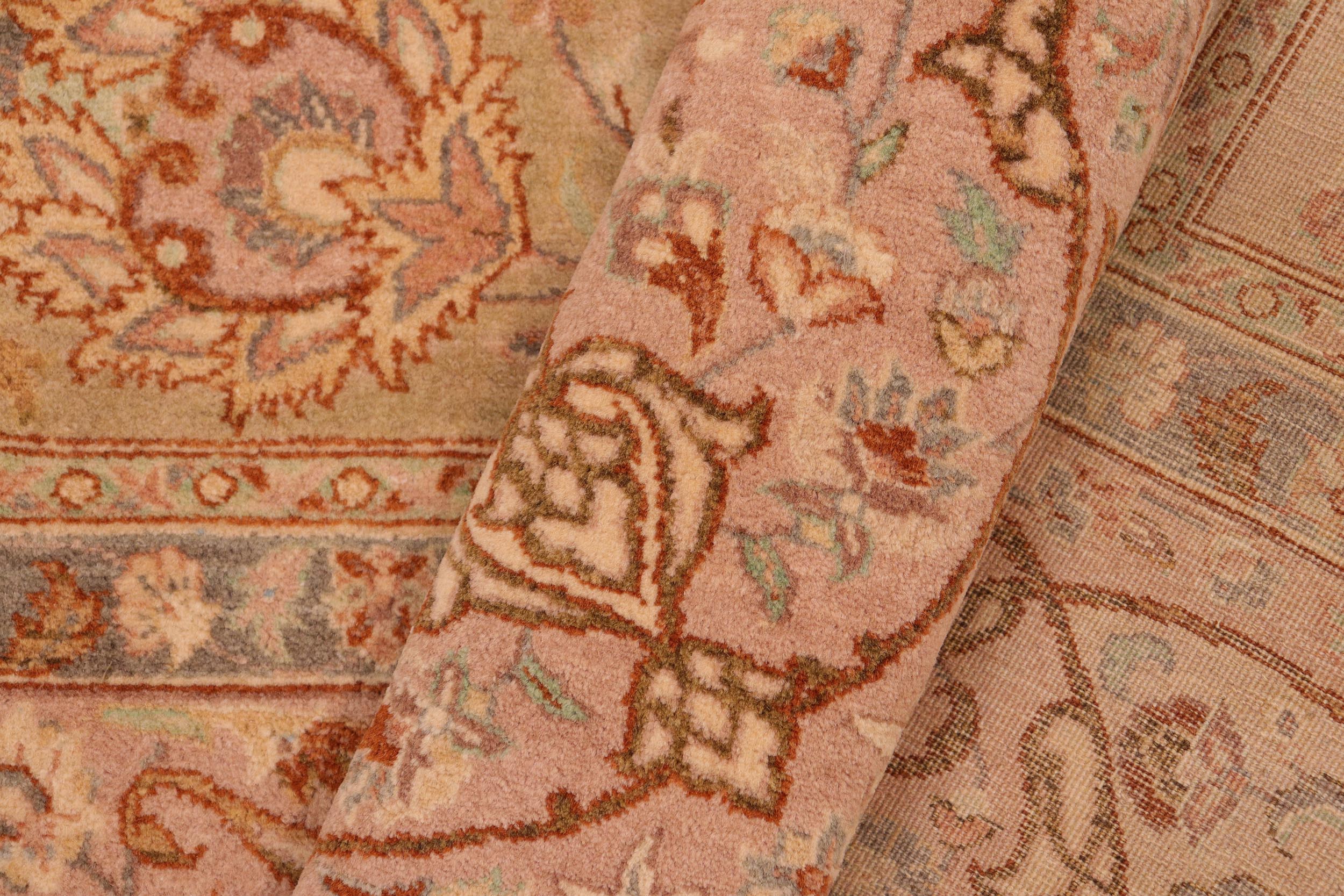 handmade Transitional Kashan Taupe Brown Hand Knotted RECTANGLE 100% WOOL area rug 8 x 10