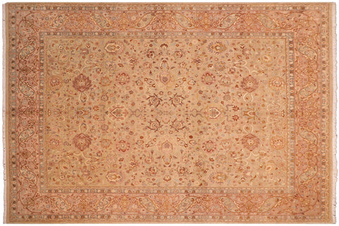 handmade Transitional Kashan Taupe Brown Hand Knotted RECTANGLE 100% WOOL area rug 8 x 10
