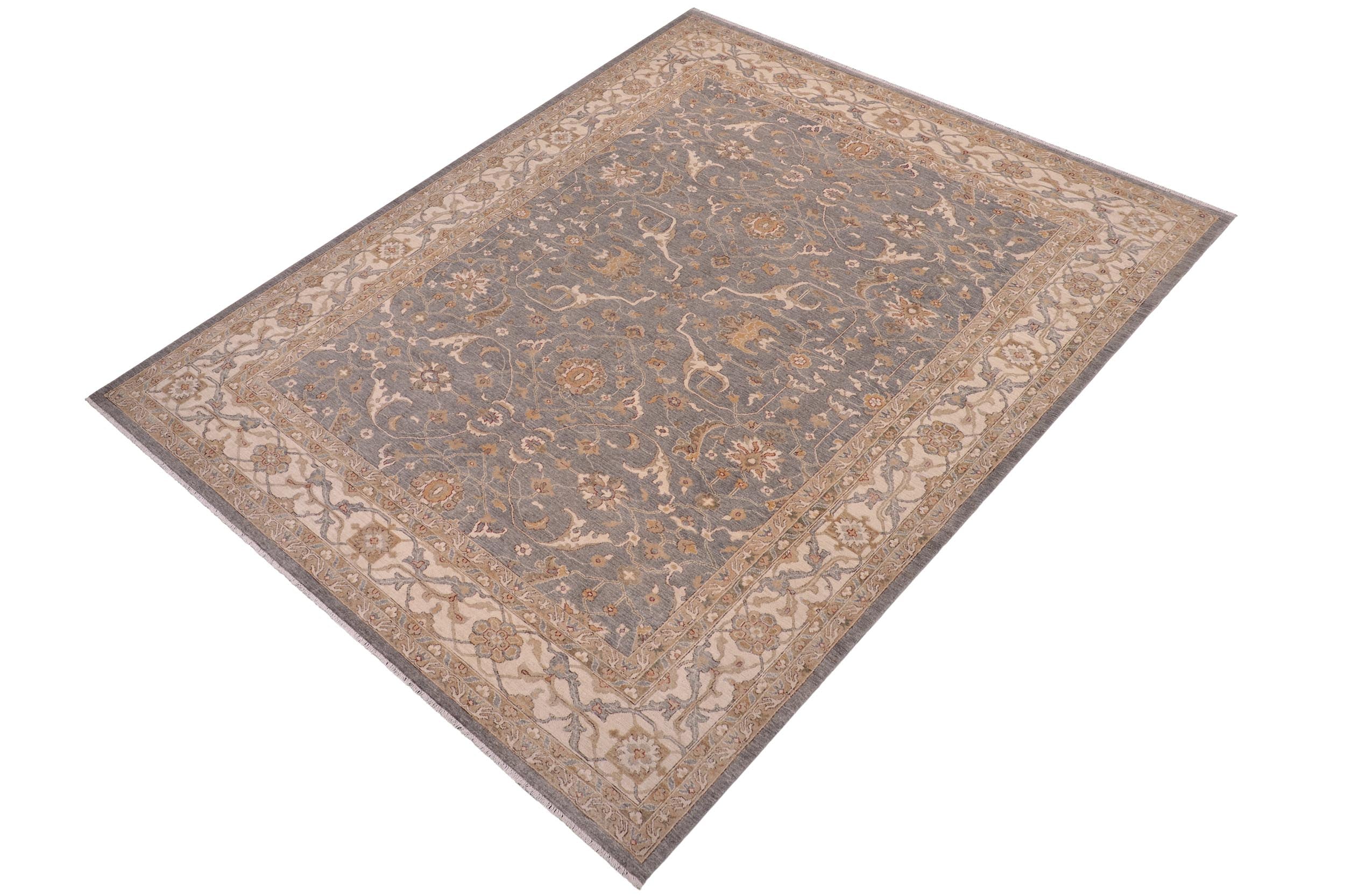 handmade Traditional Kafkaz Lt. Gray Beige Hand Knotted RECTANGLE 100% WOOL area rug 9x12