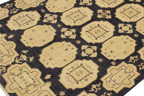 handmade Transitional Kafkaz Blue Tan Hand Knotted RECTANGLE 100% WOOL area rug 5X8