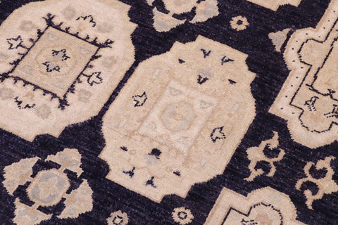 handmade Transitional Kafkaz Blue Tan Hand Knotted RECTANGLE 100% WOOL area rug 5' x 8'