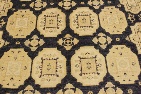 handmade Transitional Kafkaz Blue Tan Hand Knotted RECTANGLE 100% WOOL area rug 5X8