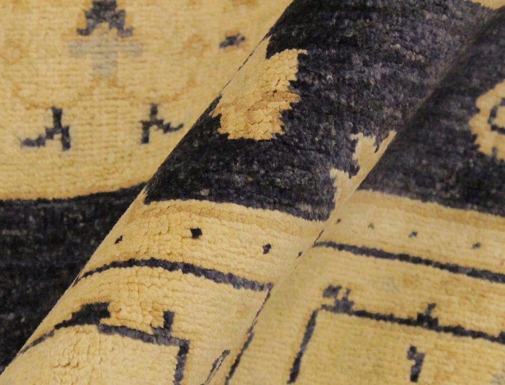 handmade Transitional Kafkaz Blue Tan Hand Knotted RECTANGLE 100% WOOL area rug 5X8