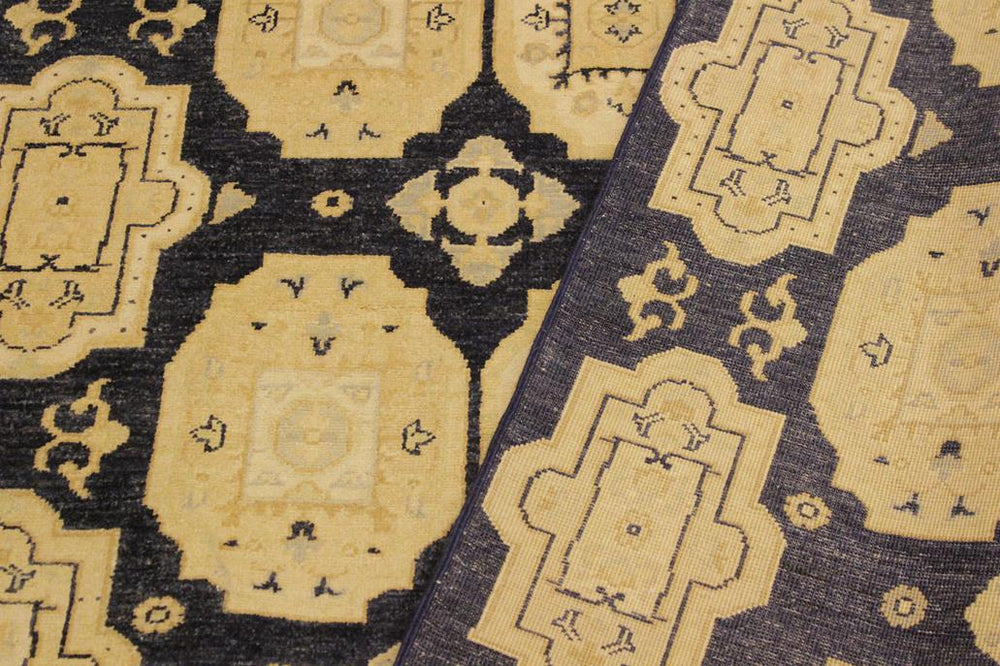 handmade Transitional Kafkaz Blue Tan Hand Knotted RECTANGLE 100% WOOL area rug 5X8