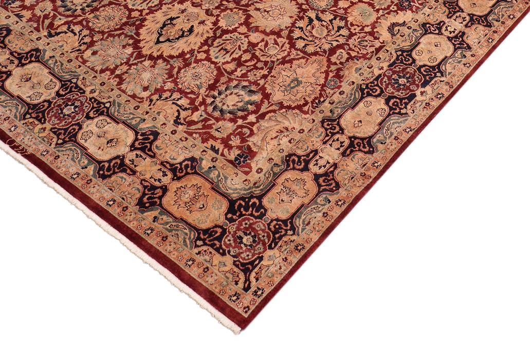 Antique Lahore Ella Maroon/Blue Wool Rug - 8'0'' x 9'10''