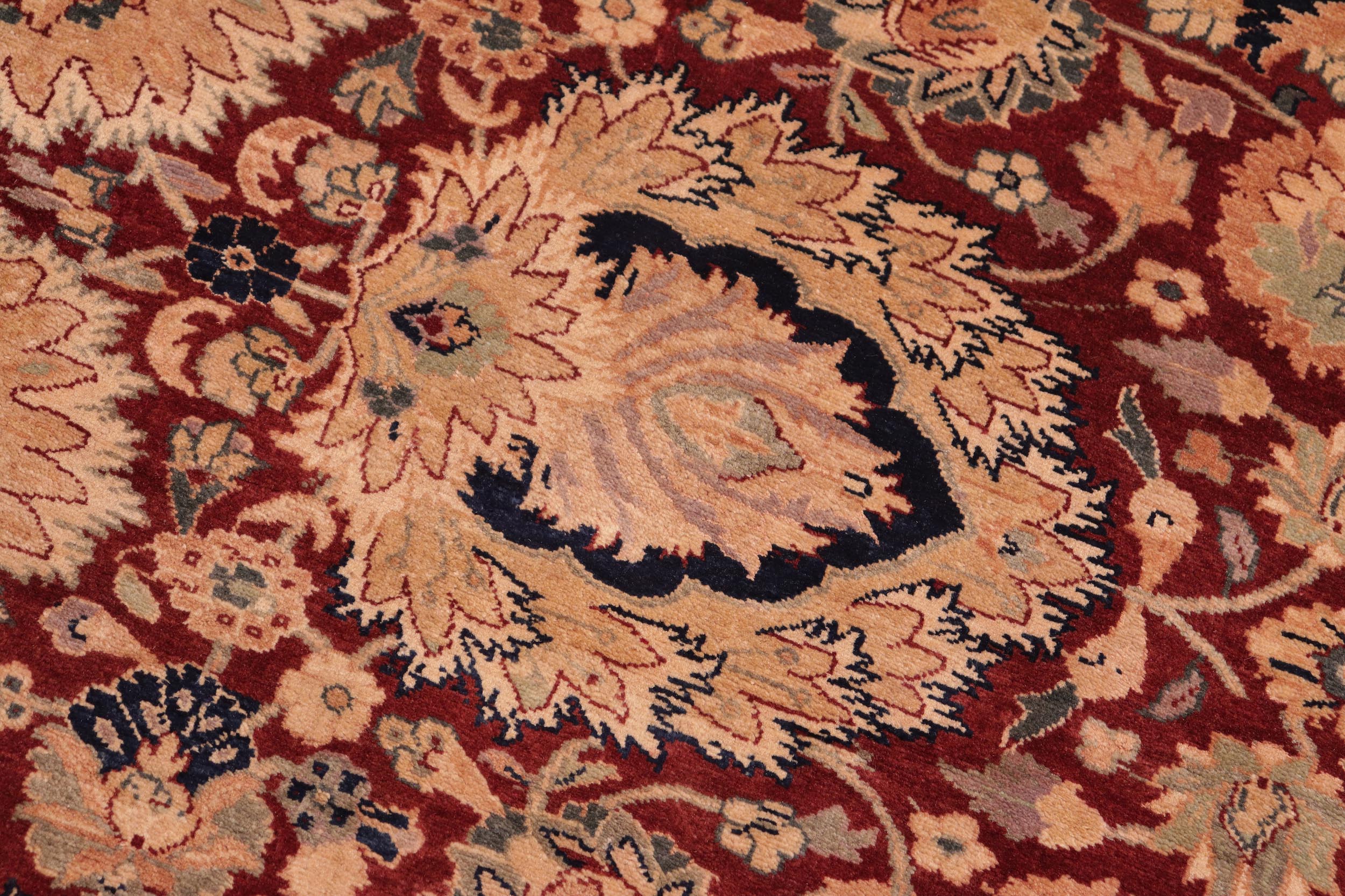handmade Traditional Lahore Maroon Blue Hand Knotted RECTANGLE 100% WOOL area rug 8 x 10