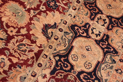 handmade Traditional Lahore Maroon Blue Hand Knotted RECTANGLE 100% WOOL area rug 8 x 10