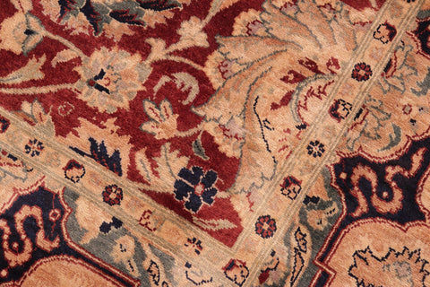 handmade Traditional Lahore Maroon Blue Hand Knotted RECTANGLE 100% WOOL area rug 8 x 10