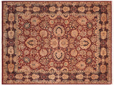 handmade Traditional Lahore Maroon Blue Hand Knotted RECTANGLE 100% WOOL area rug 8x10