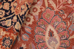 Semi-Antique Shahid Wilma Rust/Blue Wool Rug - 8'2''X10'4''