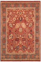 Traditional Shahid Wilma Rust Blue Hand Knotted Area rugs 8X10