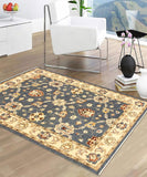 handmade Transitional Kafkaz Blue Ivory Hand Knotted RECTANGLE 100% WOOL area rug 4 x 6