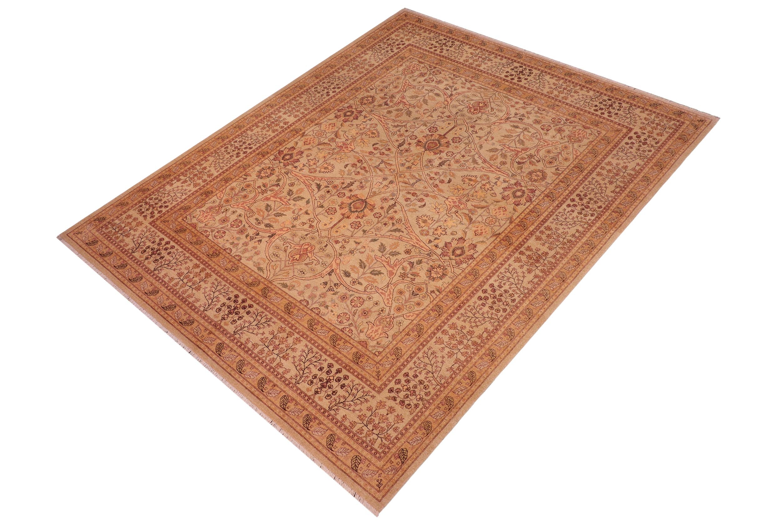 handmade Traditional Kafkaz Tan Tan Hand Knotted RECTANGLE 100% WOOL area rug 8' x 10'