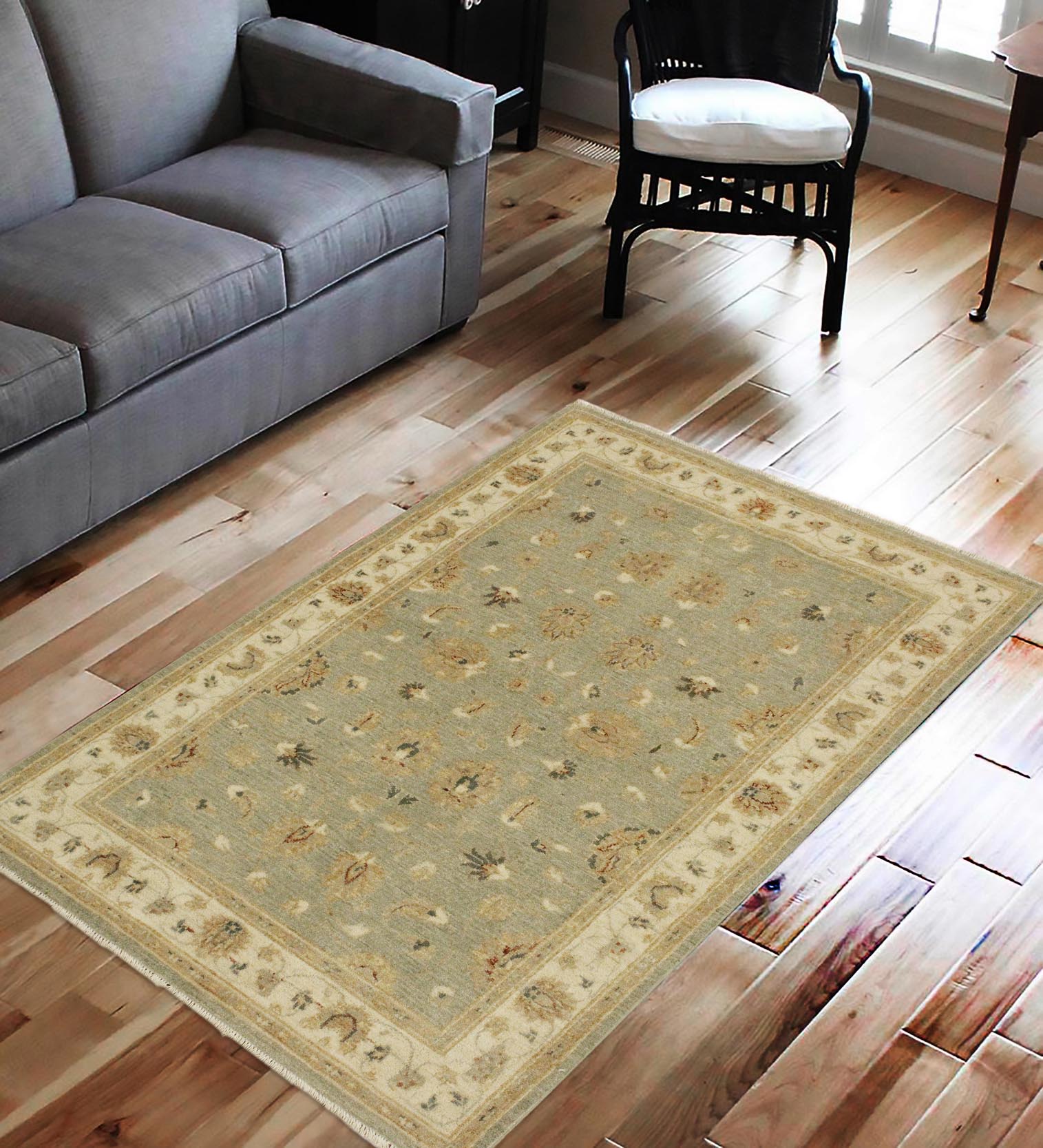 handmade Traditional Kafkaz Gray Ivory Hand Knotted RECTANGLE 100% WOOL area rug 4x6