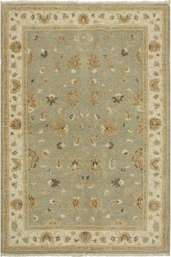 handmade Traditional Kafkaz Gray Ivory Hand Knotted RECTANGLE 100% WOOL area rug 4X6