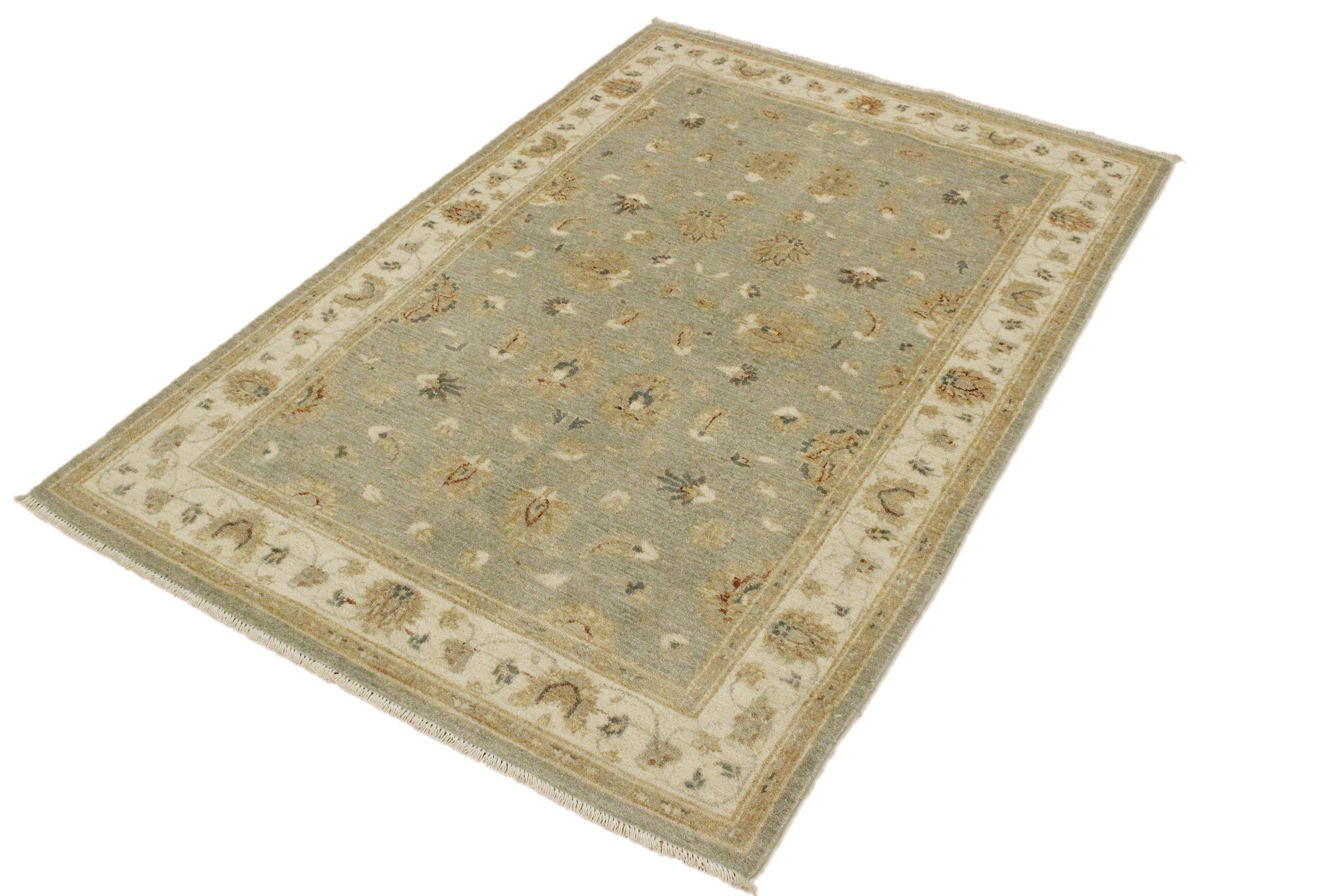 handmade Traditional Kafkaz Gray Ivory Hand Knotted RECTANGLE 100% WOOL area rug 4x6