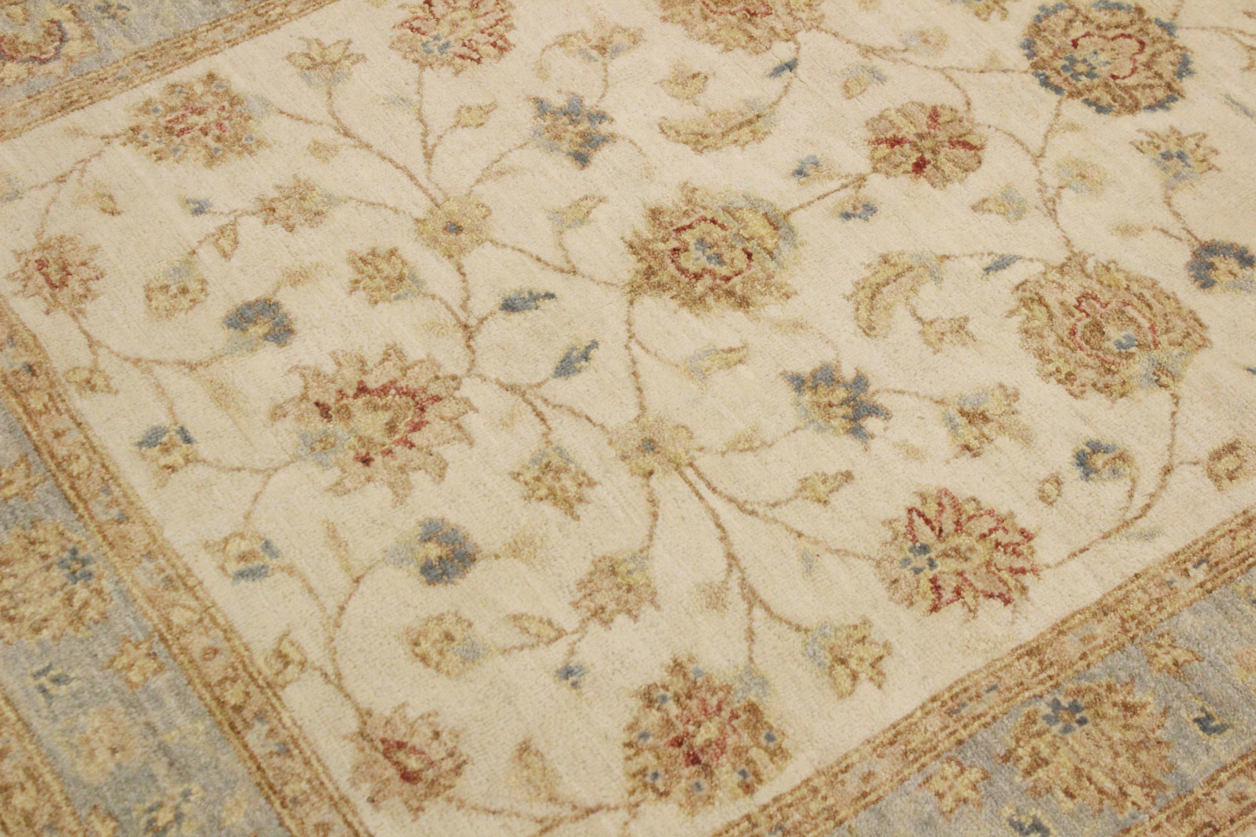 handmade Traditional Kafkaz Ivory Blue Hand Knotted RECTANGLE 100% WOOL area rug 4x6