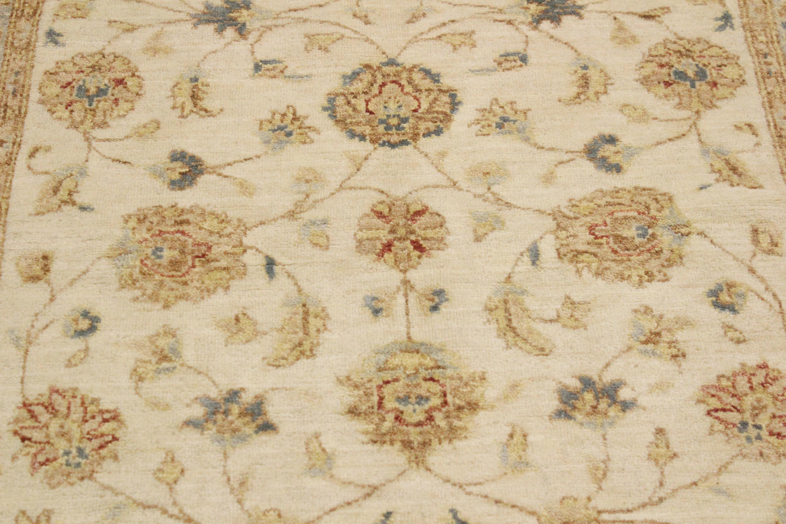 handmade Traditional Kafkaz Ivory Blue Hand Knotted RECTANGLE 100% WOOL area rug 4x6