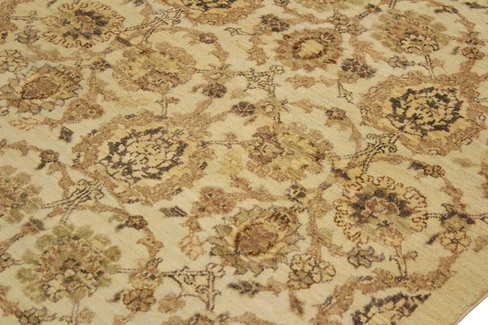 handmade Transitional Kafkaz Ivory Tan Hand Knotted RECTANGLE 100% WOOL area rug 4X6