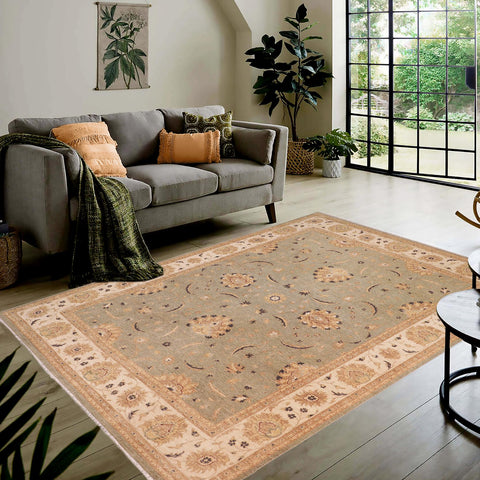 handmade Traditional Kafkaz Gray Ivory Hand Knotted RECTANGLE 100% WOOL area rug 8x10
