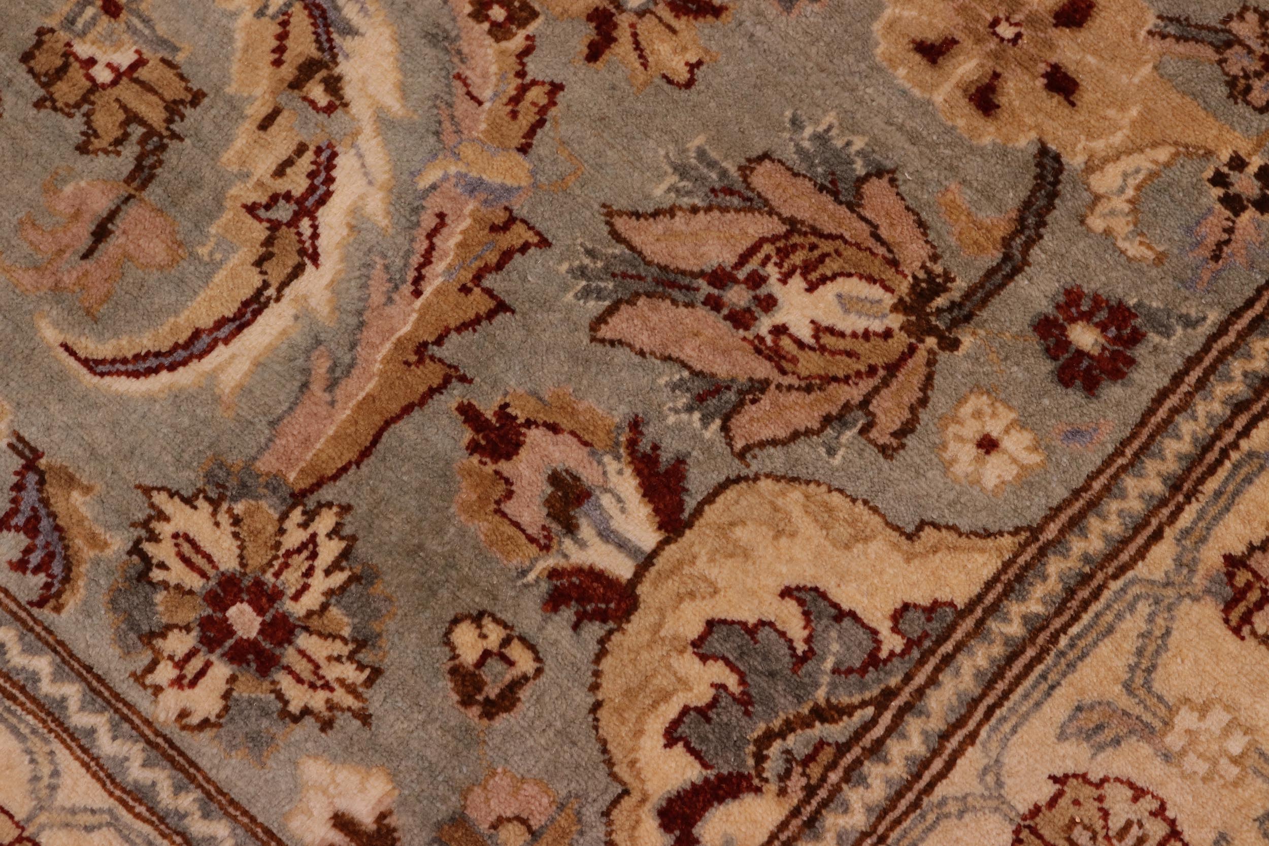 handmade Traditional Lahore Greenish Gr Gold Hand Knotted RECTANGLE 100% WOOL area rug 8' x 10'