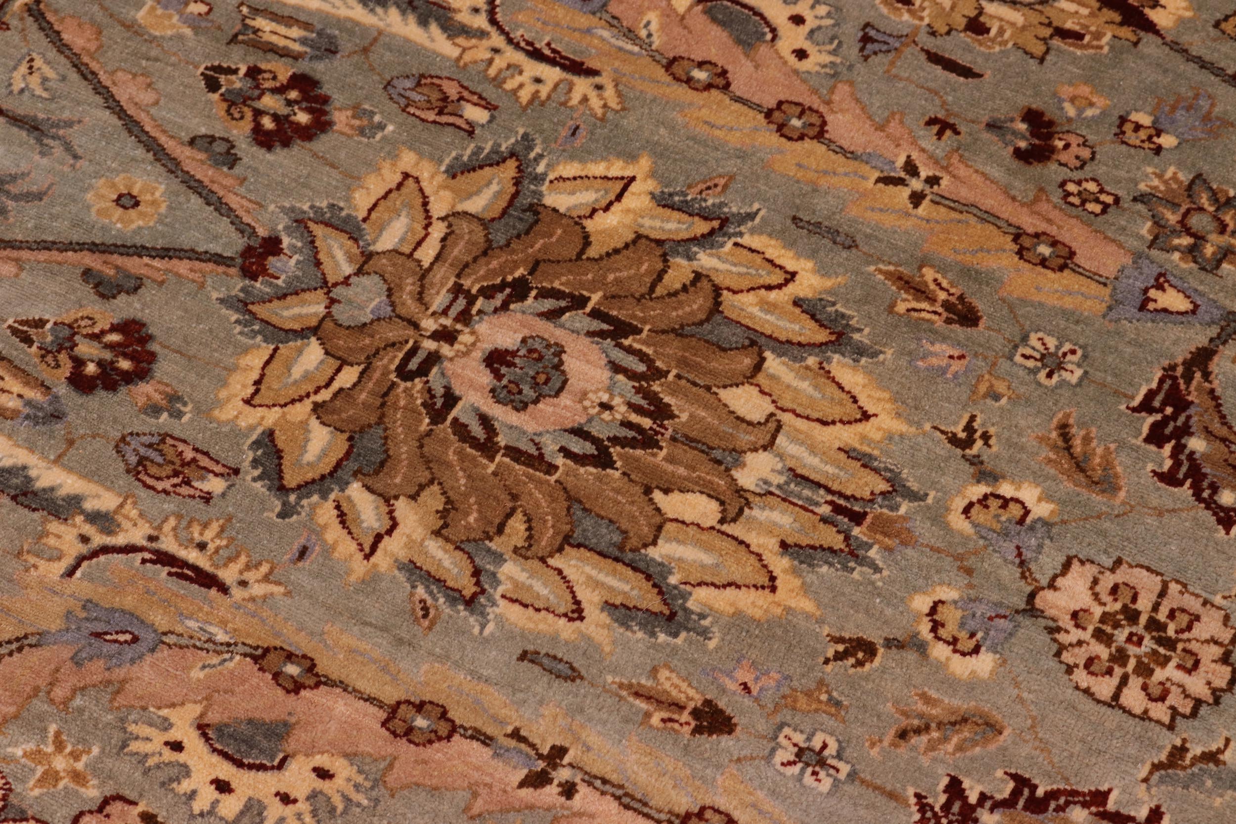handmade Traditional Lahore Greenish Gr Gold Hand Knotted RECTANGLE 100% WOOL area rug 8' x 10'