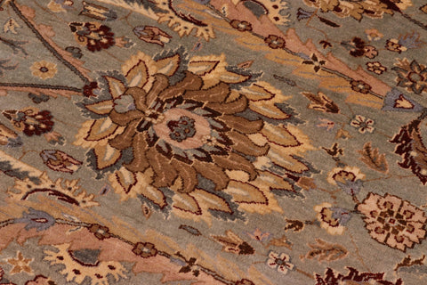 handmade Traditional Lahore Greenish Gr Gold Hand Knotted RECTANGLE 100% WOOL area rug 8' x 10'