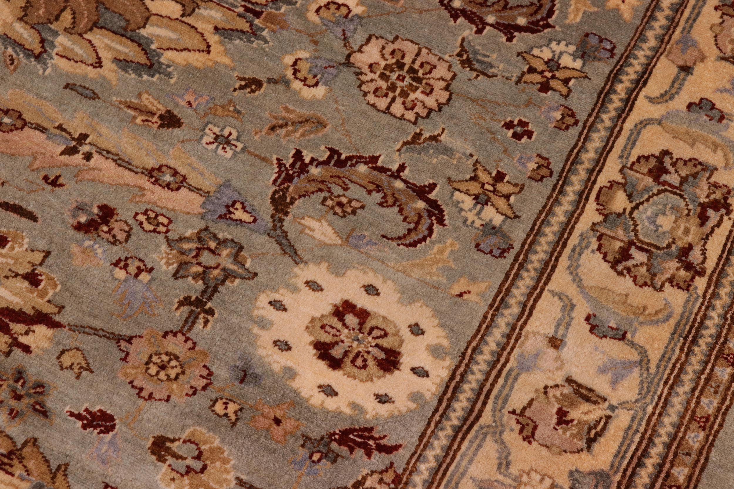 handmade Traditional Lahore Greenish Gr Gold Hand Knotted RECTANGLE 100% WOOL area rug 8' x 10'