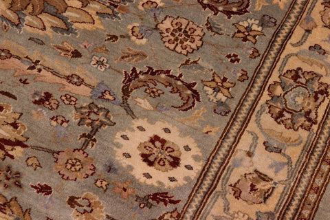 handmade Traditional Lahore Greenish Gr Gold Hand Knotted RECTANGLE 100% WOOL area rug 8' x 10'
