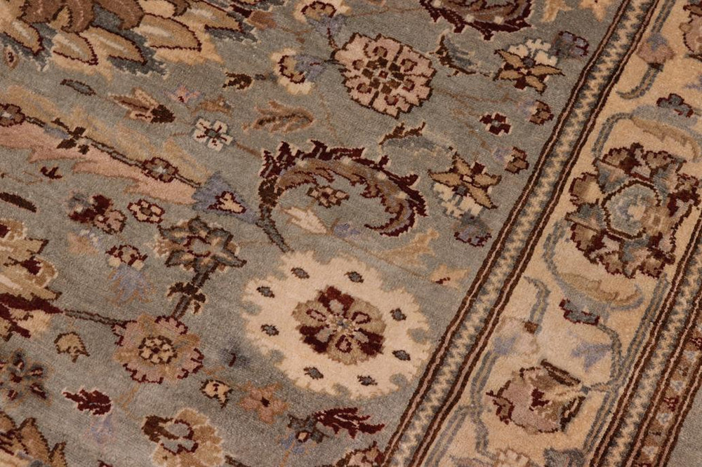 handmade Traditional Lahore Greenish Gr Gold Hand Knotted RECTANGLE 100% WOOL area rug 8x10