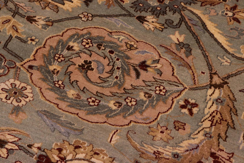 handmade Traditional Lahore Greenish Gr Gold Hand Knotted RECTANGLE 100% WOOL area rug 8' x 10'