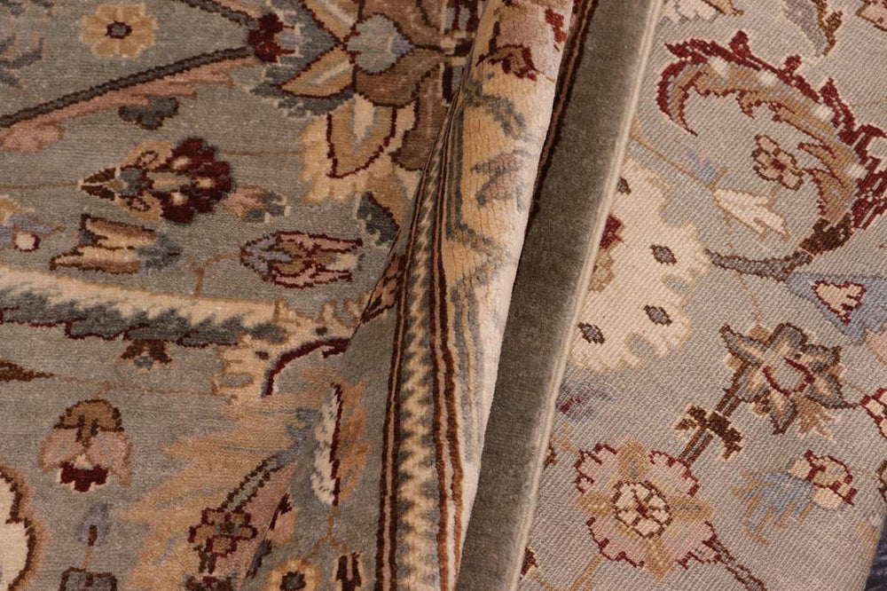 handmade Traditional Lahore Greenish Gr Gold Hand Knotted RECTANGLE 100% WOOL area rug 8x10