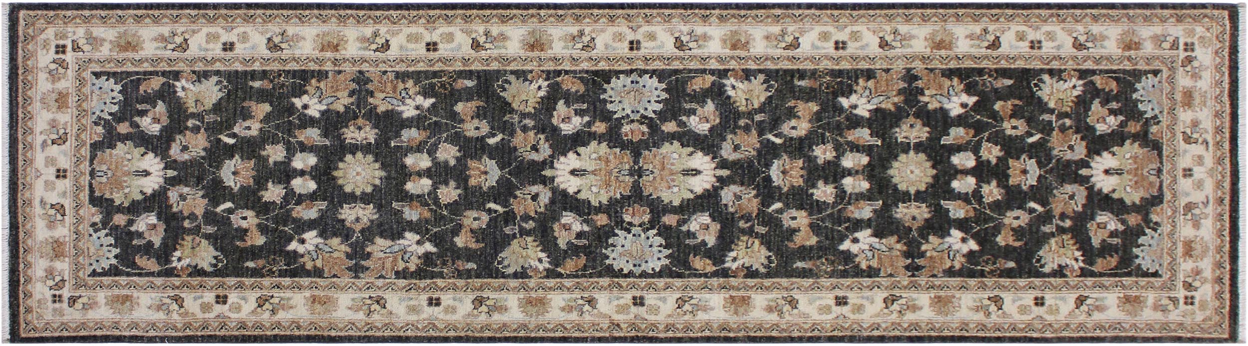 handmade Traditional Kafkaz Gray Ivory Hand Knotted RUNNER 100% WOOL area rug 3' x 8'