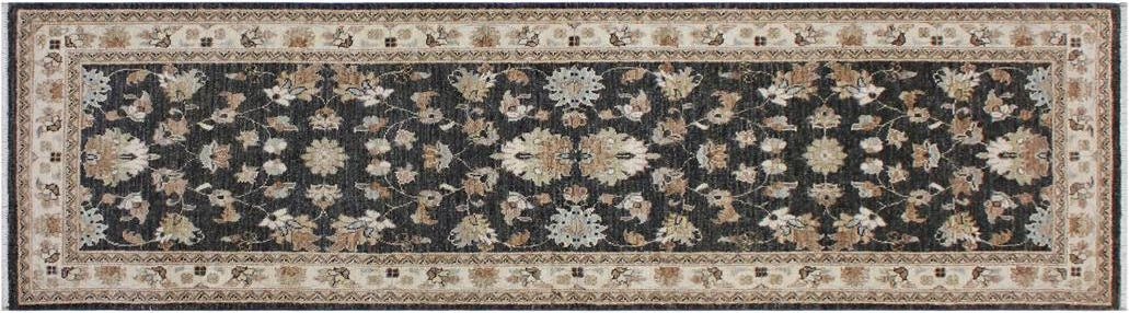handmade Traditional Kafkaz Gray Ivory Hand Knotted RUNNER 100% WOOL area rug 3X8