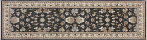 handmade Traditional Kafkaz Gray Ivory Hand Knotted RUNNER 100% WOOL area rug 3' x 8'