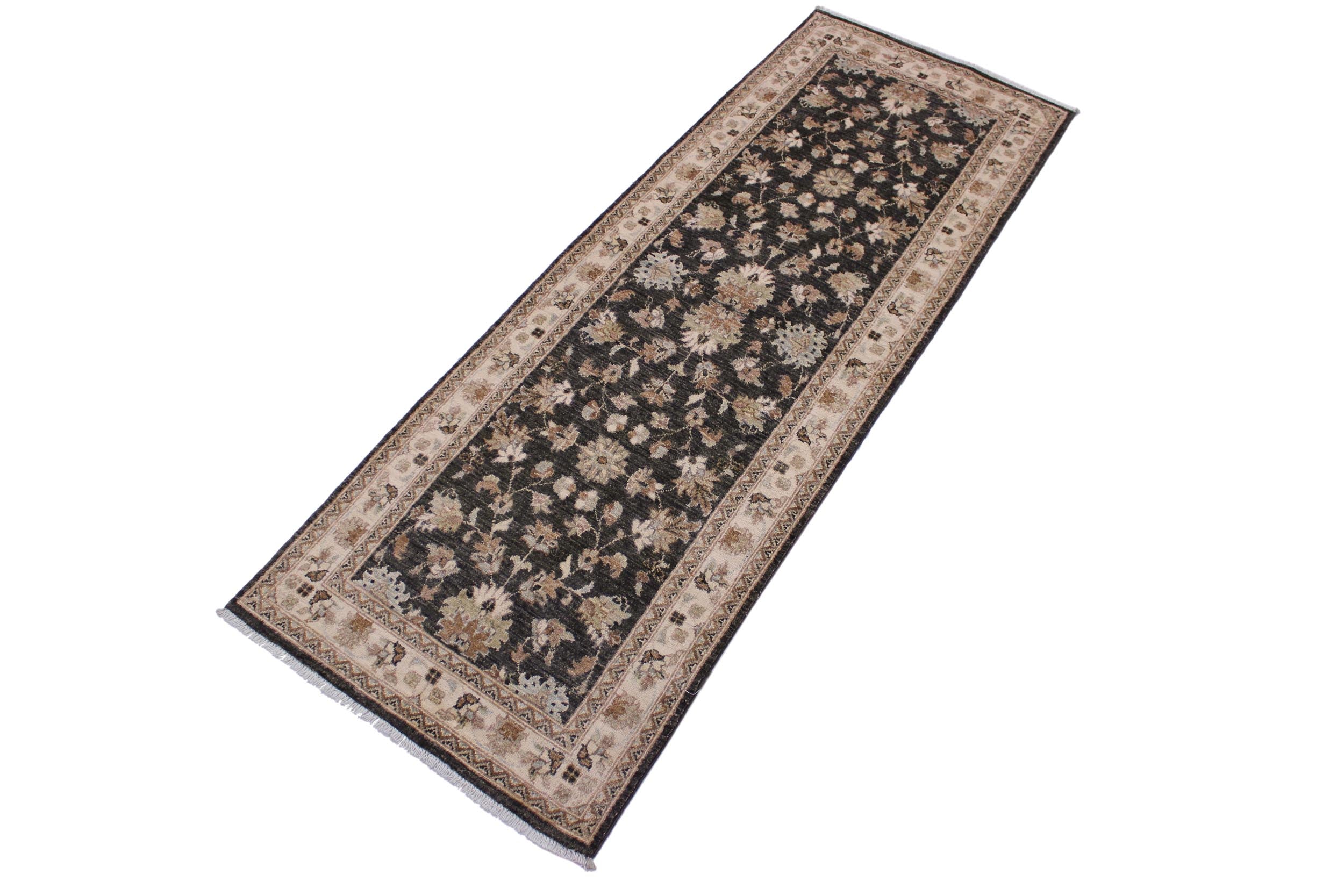 handmade Traditional Kafkaz Gray Ivory Hand Knotted RUNNER 100% WOOL area rug 3' x 8'