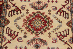 handmade Geometric Kazak Ivory Red Hand Knotted RUNNER 100% WOOL area rug 3x10
