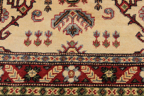 handmade Geometric Kazak Ivory Red Hand Knotted RUNNER 100% WOOL area rug 3x10