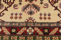 handmade Geometric Kazak Ivory Red Hand Knotted RUNNER 100% WOOL area rug 3x10